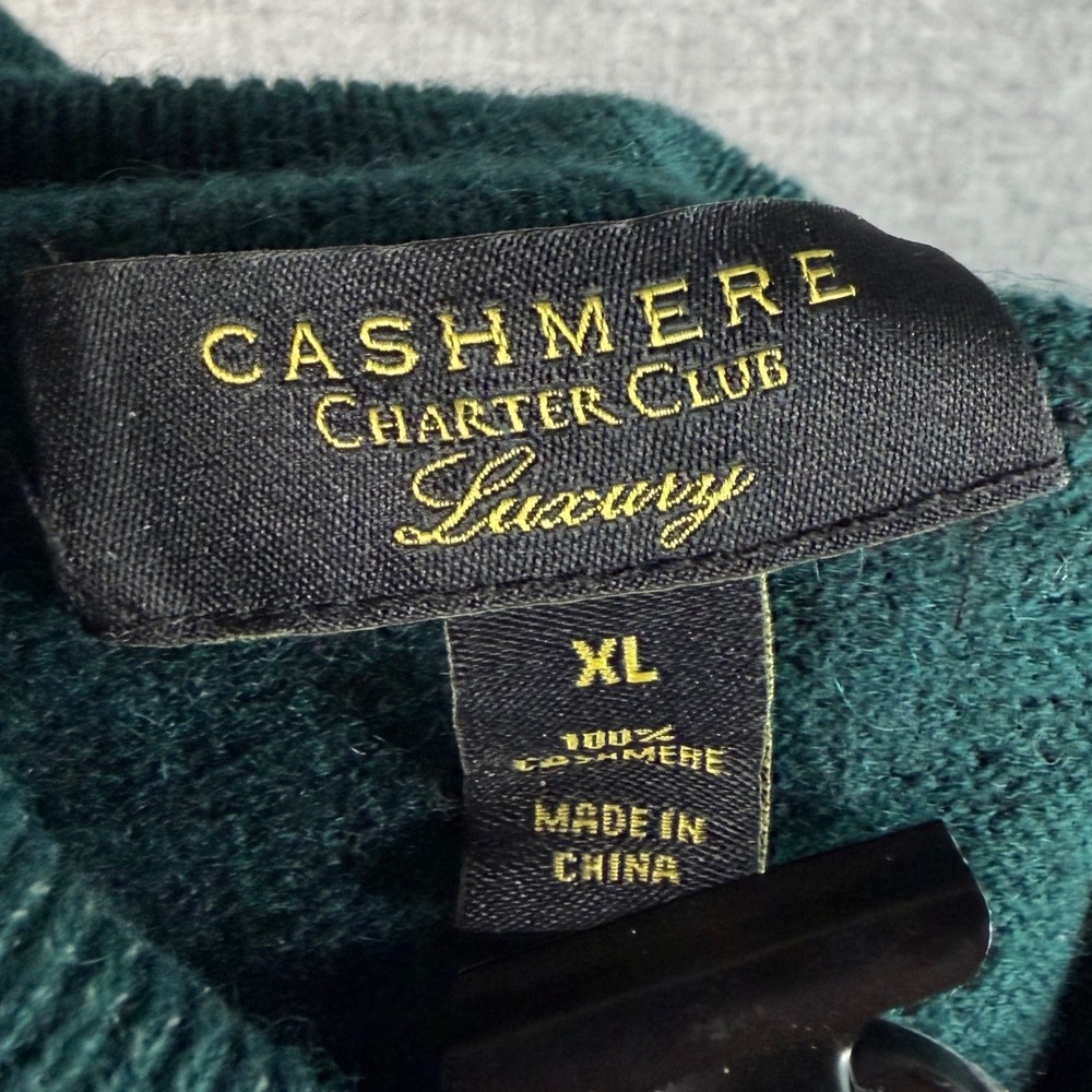 Charter Club Luxury 100% Cashmere Turtleneck Sweater Womens XL Dark Green Knit - Picture 4 of 7